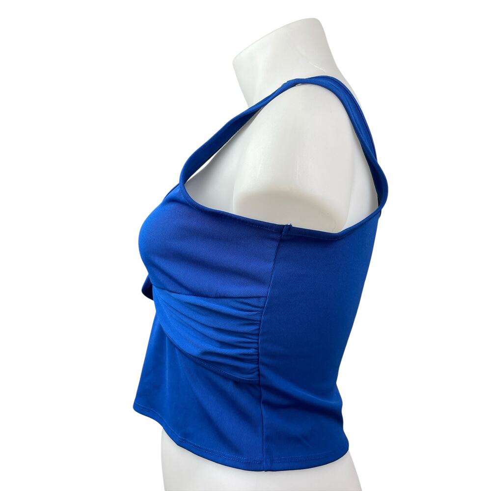NEW BCBGeneration Womens Blue Knot Twist Front Sleeveless V Neck Crop Tank Top L - Picture 4 of 8